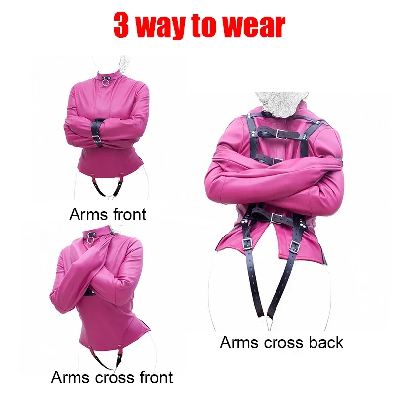 سترة ملابس داخلية جلدية SM مع حزام بين الرجلين، سترة مستقيمة لعب عبودية الألعاب، أزياء الأعرج دور الرقيق BDSM Sextoys