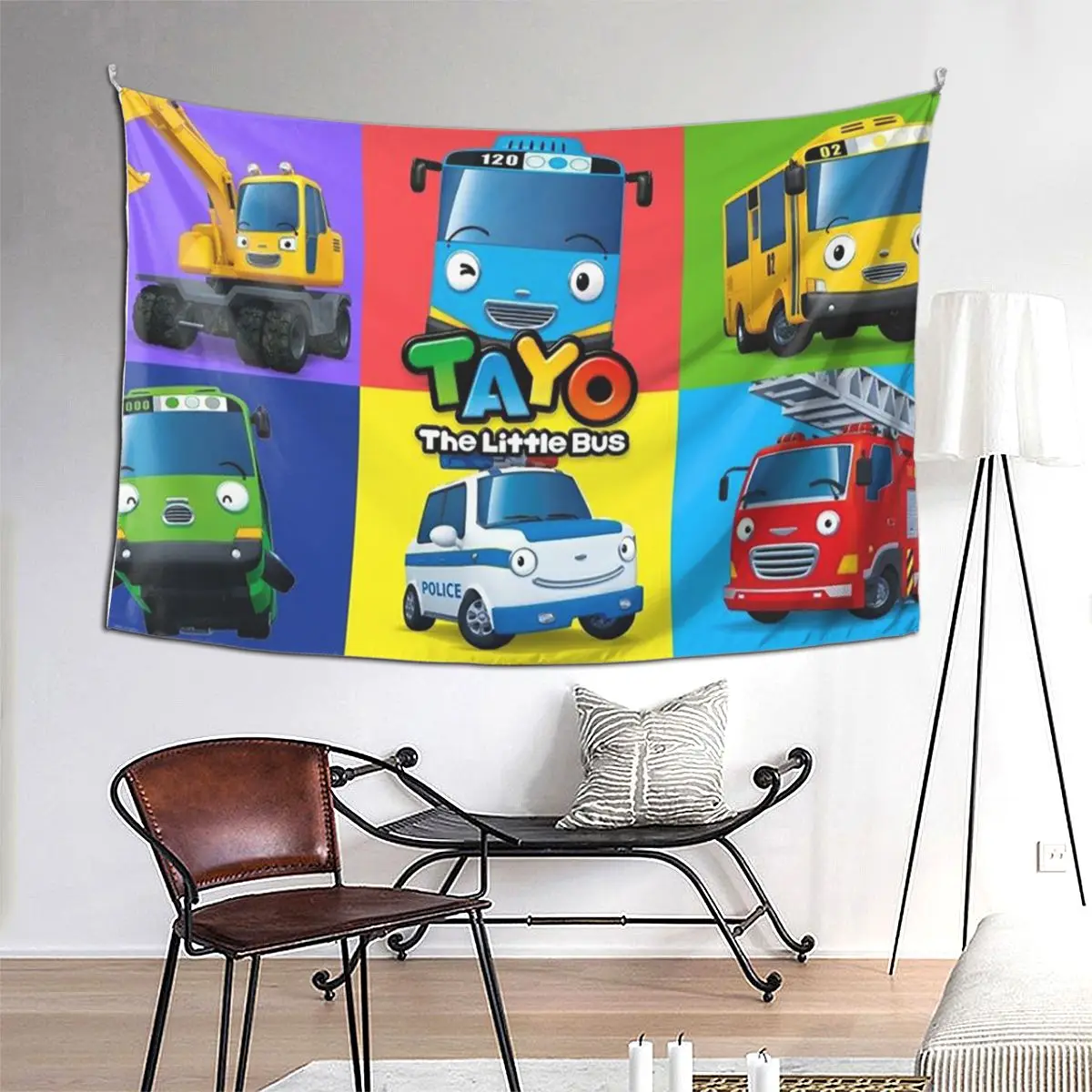 

Tayo The Little Bus Tapestry Funny Wall Hanging Aesthetic Home Decoration Tapestries for Living Room Bedroom Dorm Room