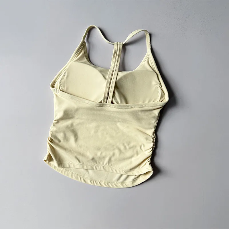 2-teiliges Nude High-Waisted Butt-Lifting Yoga-Set: Fitness-Cropped-Leggings, Sport-BH, stoßfestes Trainings-Oberteil und -Unterteil. – Detail 10