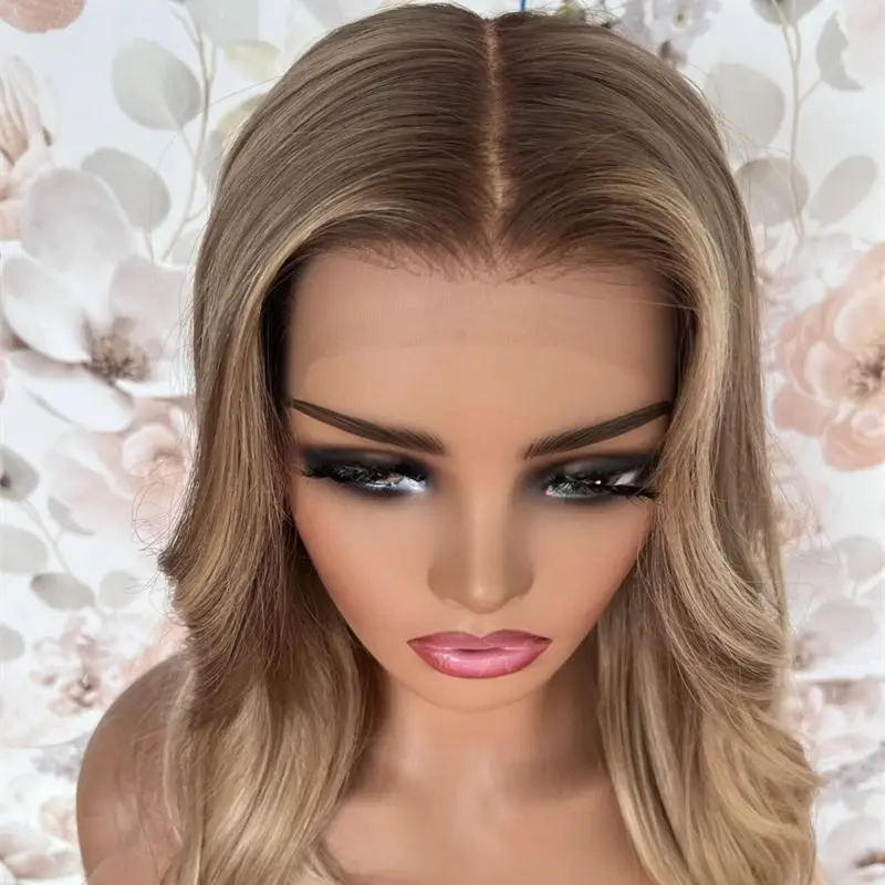 

Ombre Brown Blonde HD Lace Front Wig Synthetic Wig Without Glue Women's Cosplay Daily Part Wig High Density Preplucked Hairline