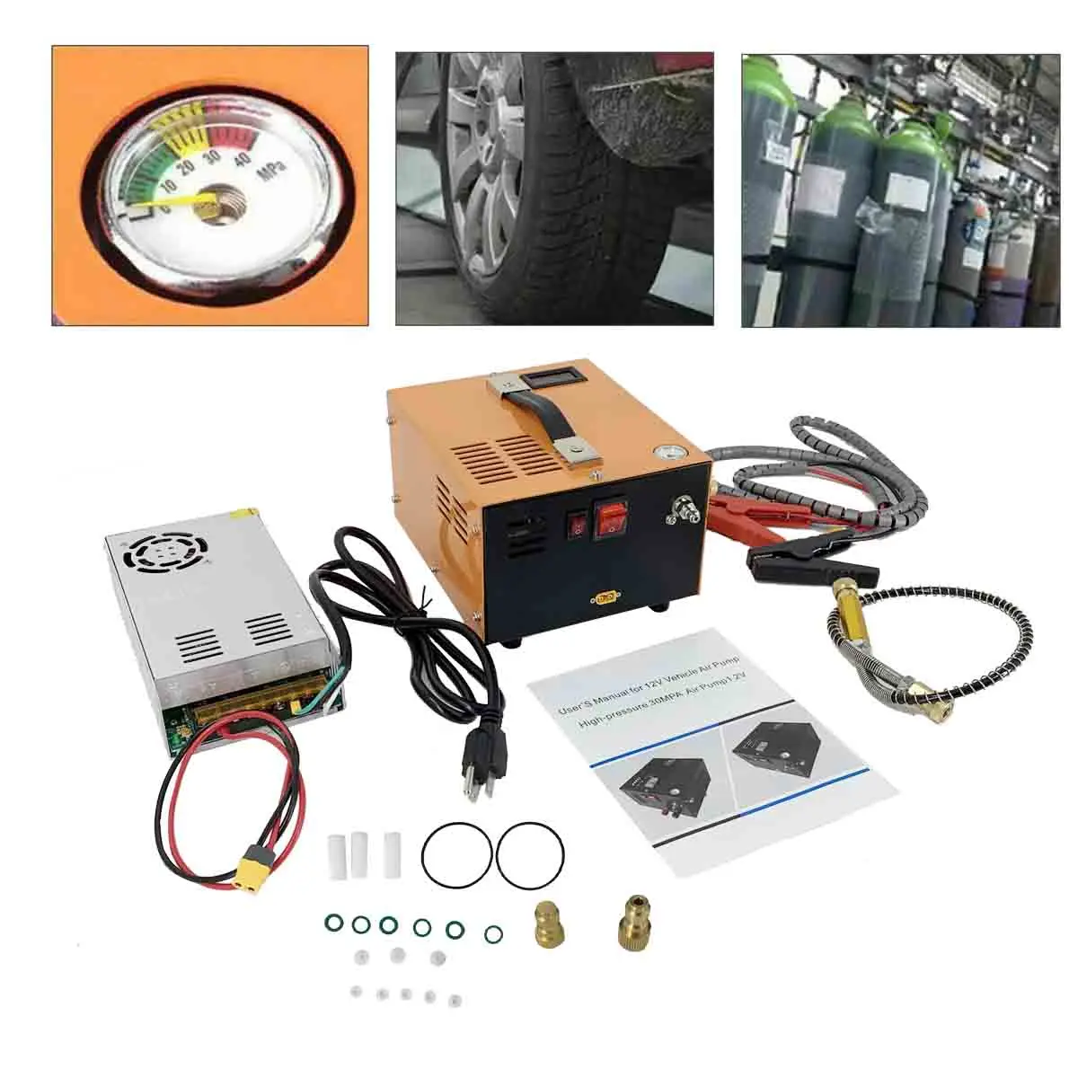 4500Psi 300Bar ปั๊มแรงดันสูงหม้อแปลง DC12V คอมเพรสเซอร์ PCP/AC 110V 30MPa เครื่องเติมลมปืนไรเฟิลนิวเมติก