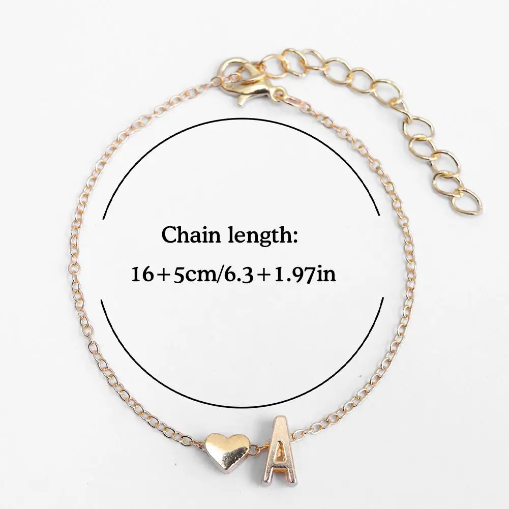 26 Letters Bracelet Alphabet Bracelet For Women Men Lovers DIY Personalized Name Alloy Heart-shaped Bracelet Jewelry Accessories