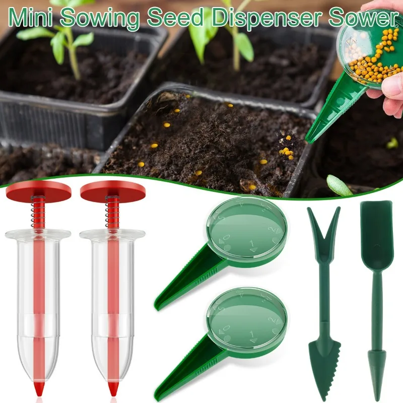 6Pcs Mini Sowing Seed Dispenser Plastic Manual Syringe Seeder Handhold Seedlings Dibber And Widger Set Home Garden Seeding Tools