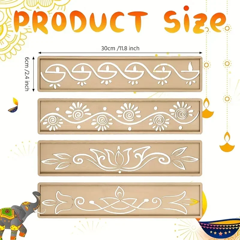 2026 New model Diwali Rangoli Stencils Wood Rangoli Painting Stencil Tool DIY Making Kit for Floor Crafts Festival Decor