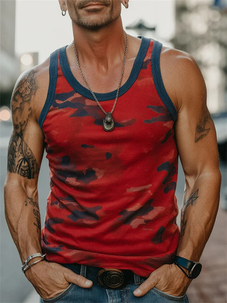 3D Camouflage Printed Men's Tank Top Outdoor Running And Sports Men's Loose Sleeveless T-shirt Summer Daily Casual Men's T-shirt image 6
