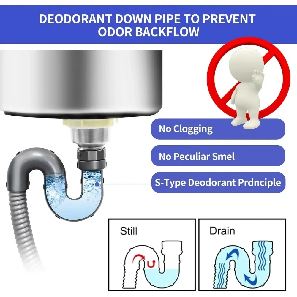 Évier autoportant en acier inoxydable, évier de cuisine utilitaire, cuvette unique, station de lavage des mains, proximité à l'intérieur et à l'extérieur