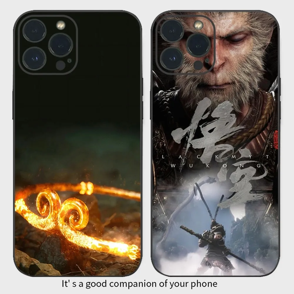 Hot Game B-Black M-Myth W-Wukong Shockproof Phone Case  For iPhone15 14 13 12 Mini 11 Pro XS Max X XR SE5 6 7 8 Plus Soft Silico