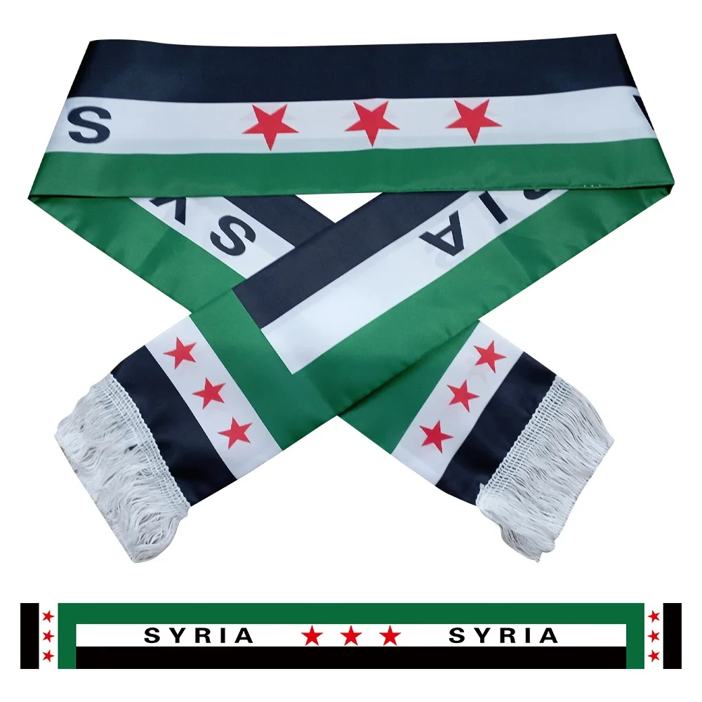 1-20pcs Syria Scarf 15*150cm The Syrian Arab Republic Syrian three Star Scarf Banner For event decoration