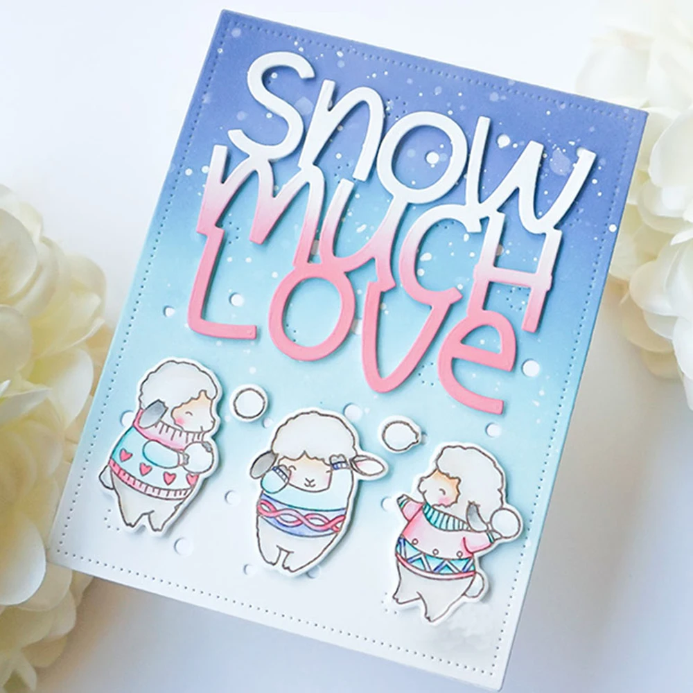 Snow Much Fun Stamp and Cutting Dies Mammoth Love Clear Stamps For DIY Scrapbooking Decoration Paper Craft Album Card Making