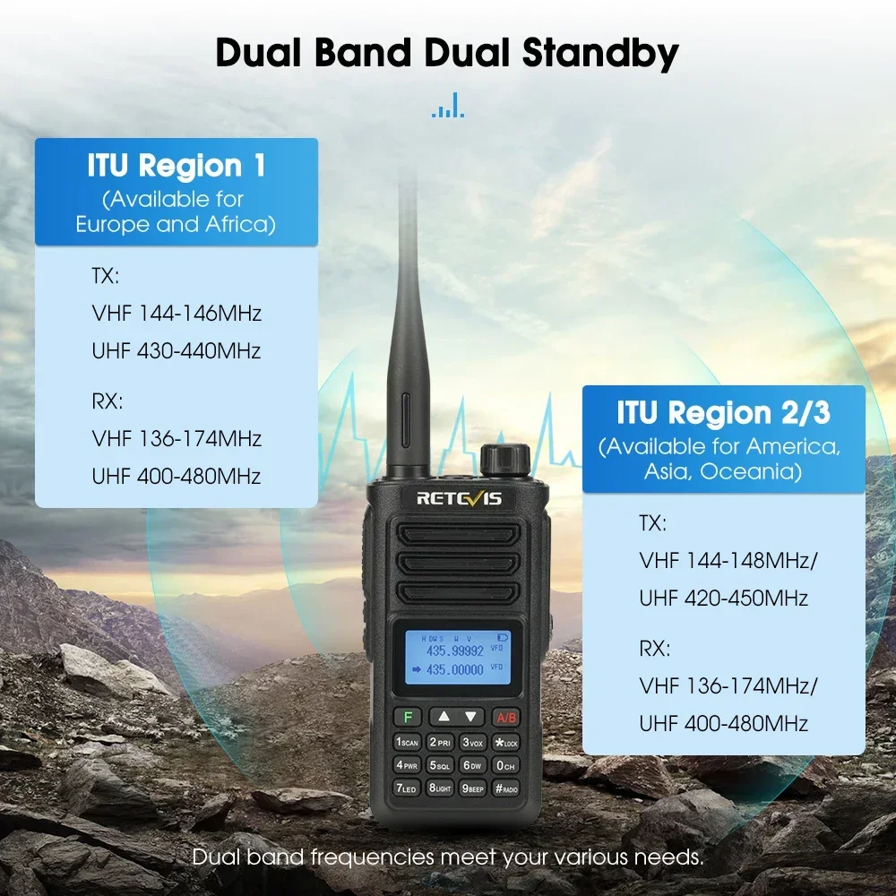 10W IP68 Waterproof Retevis RA89 Amateur Ham Two Way Radio UHF VHF Dual Band Walkie Talkie Transceiver
