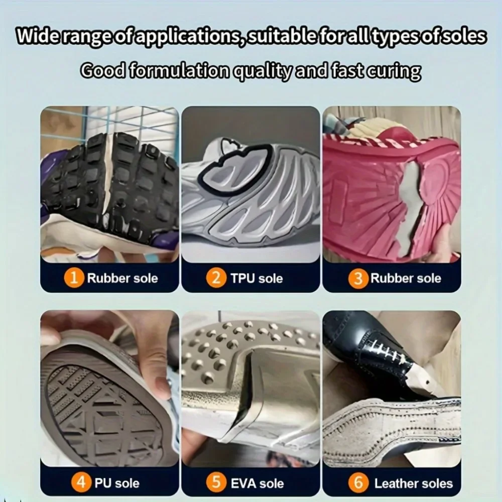 Wasserdichter Transparenter Schuhsohlen-Reparaturkleber Superstark - Langlebiges Dichtmittel zum Füllen von Rissen, Reparaturpaste für Gummimaterialien – Detail 8