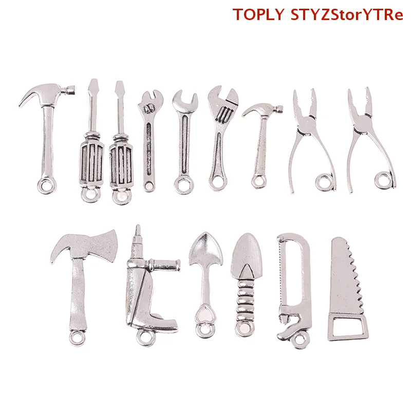 15pcs/set Miniature Hammer Scissors Repair Kits Dollhouse Accessories Furniture Decoration Phone Case Material