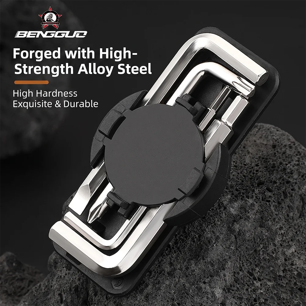 Multi-Functional Bicycle Repair Tool Set - 13-in-1 Rotating Snap-On Tire Repair Kit Portable Wrench Cycling Accessories