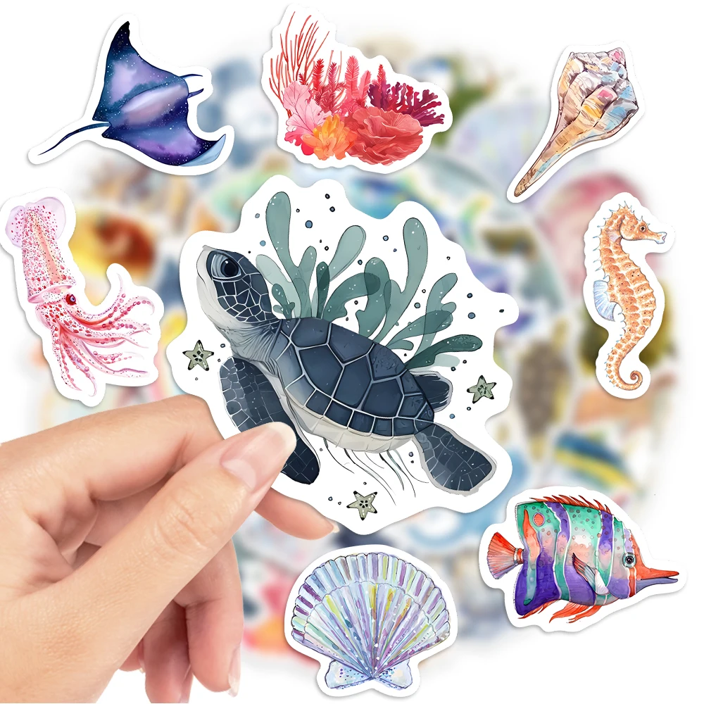 Kawaii Marine Animal Stickers For Child Cute Cartoon Jellyfish Shark Whale Children Sticker Toy for Laptop Phone Skateboards PVC