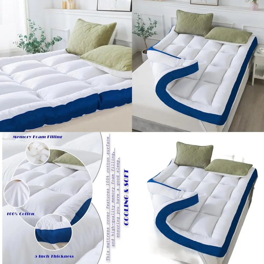 

Twin Size 5 Inch Memory Foam Mattress Topper with 100% Cotton Cover, Pillow Top Design, and 4 Elastic Straps