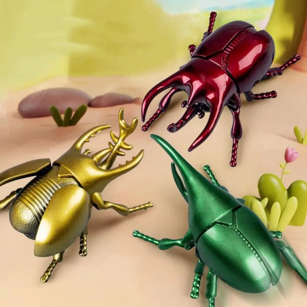 Clockwork Toys Wind-Up Beetle Toy Trick Props Realistic Simulated Beetle Insect Model Wild Insect Science