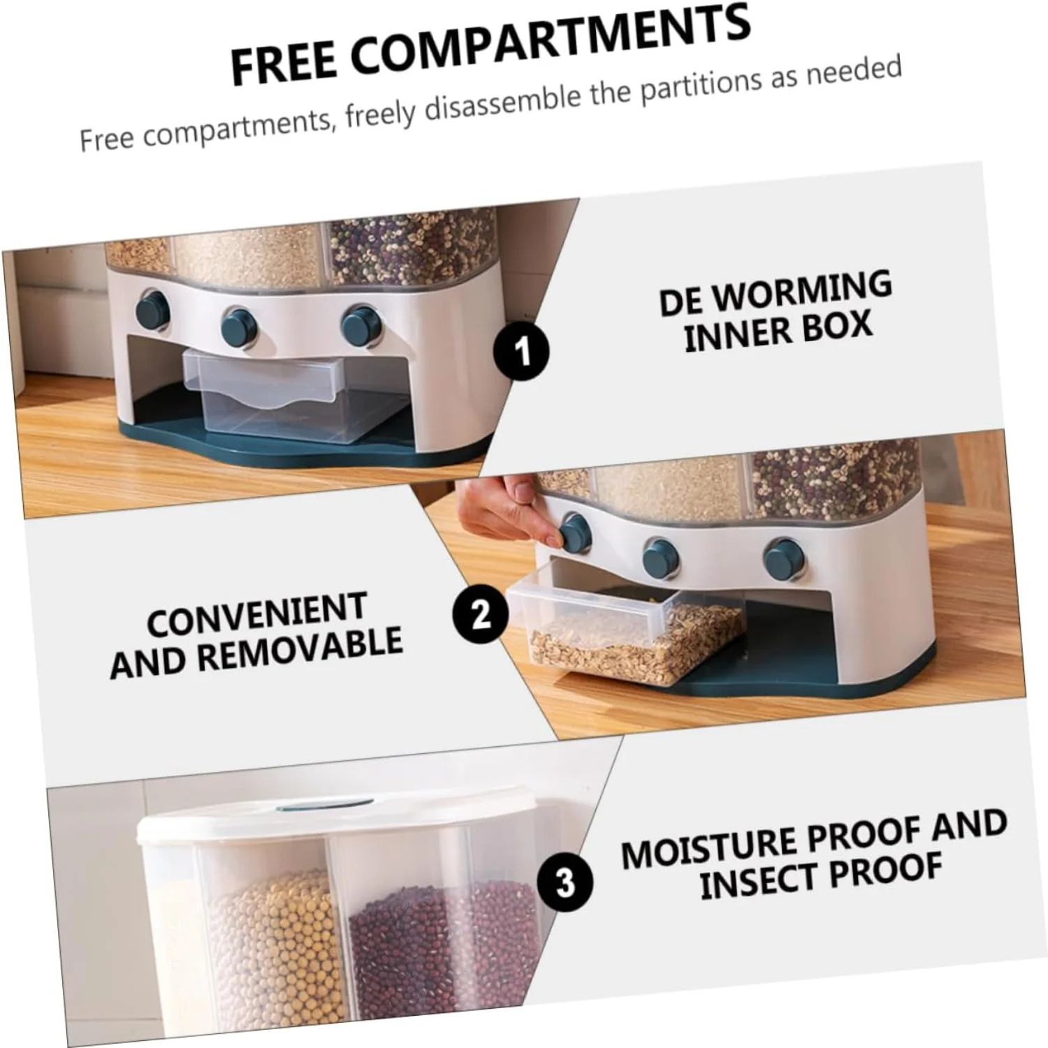 1pc Wall Hanging Sealed Rice Container for Kitchen - Multifunctional Dry Food Dispenser with Sealing Lid - Grain Storage Jar