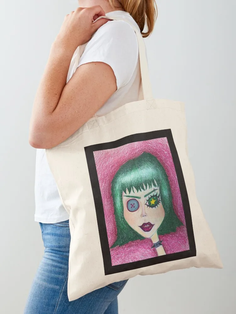 

button eyed girl Tote Bag Women's bags custom fabric bag tote bag screen tote canvas