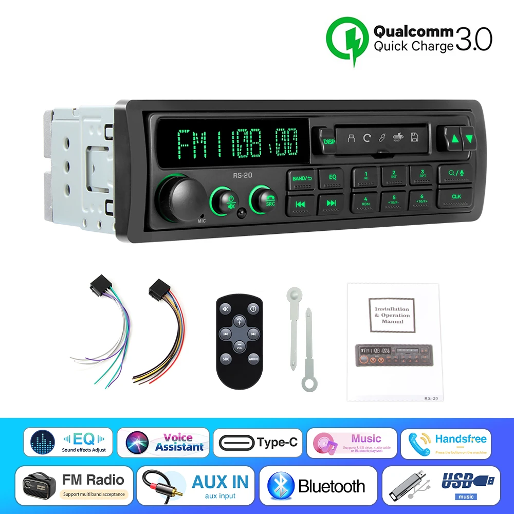 1DIN Retro Autoradio MP3 Speler Stereo FM AM RDS DAB Ontvanger QC3.0 Bluetooth Voor Porsche VW Mercedes Benz BMW Land Rover Audi