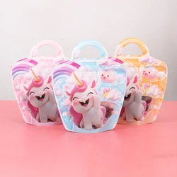 6PCS Unicorn Cookie Candy Gift Bags With Transparent Window Cartoon Unicorn Birthday Party Decortion Baby Shower Wedding Supply