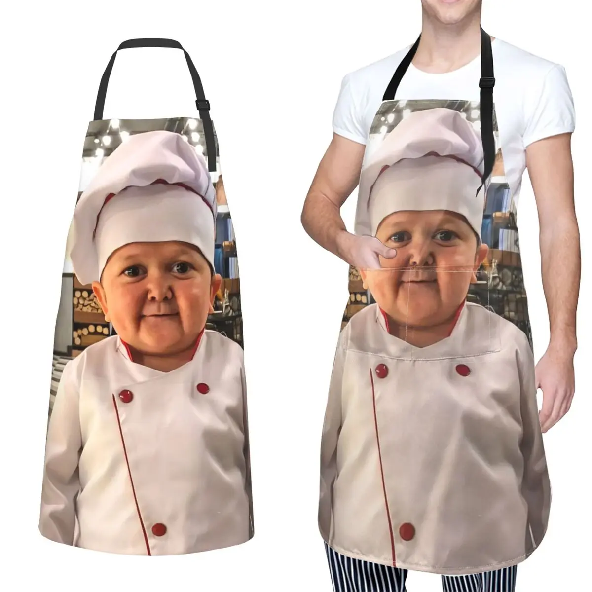 Chef Hasbulla Cooking Kitchen Aprons Accessorieswith 2 Pockets Water Resistant Adjustable Cook BBQ Grilling Aprons for Men Women