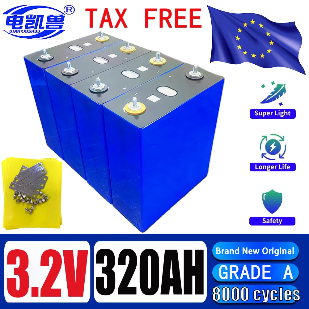 

new 3.2V 340AH 320AH 280AH Lithium iron phosphate battery 3C A-level high-power DIY 12V 24V 48V solar charging battery tax-free