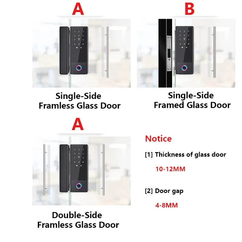 Imagem -06 - Raykube Gs1 tt Lock Fechadura de Vidro Inteligente para Porta de Vidro Biométrico Impressão Digital Fechadura Eletrônica Perfuração Livre para Escritório Casa