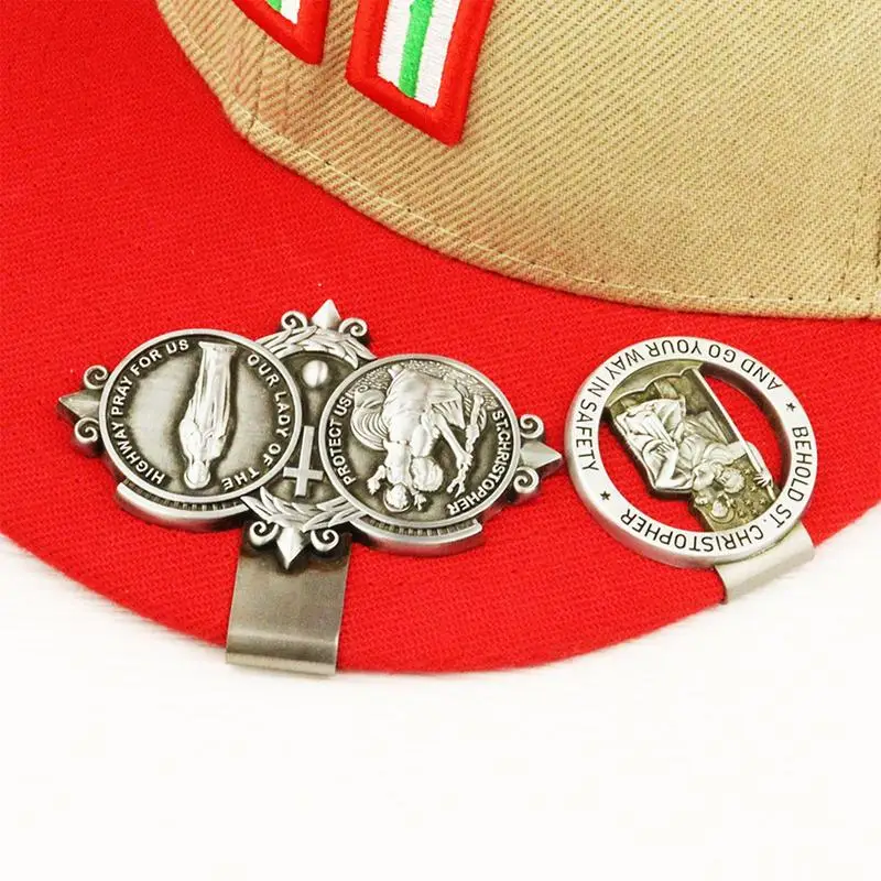 Saint Christopher Visor Clip Decorative Badge Visor Clips For Cars Car Travel Accessories Driving Amulet Patron Saint Periapt