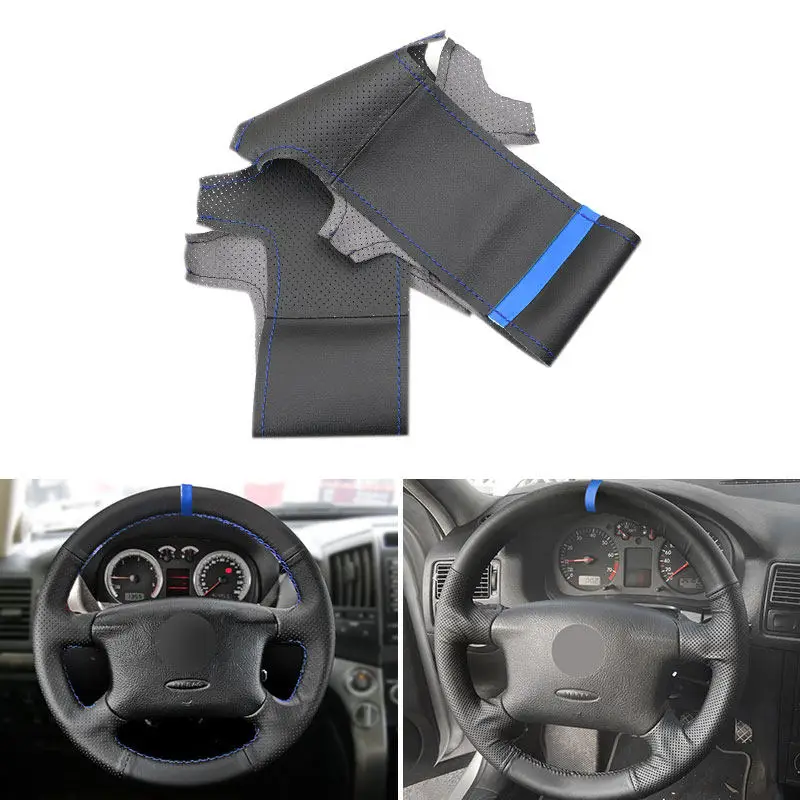 For VW Golf 4 MK4 1998 1999 2000 2001 2002 2003 2004 For Passat B5 1998-2005 Car Steering Wheel Cover Perforated Leather Trim