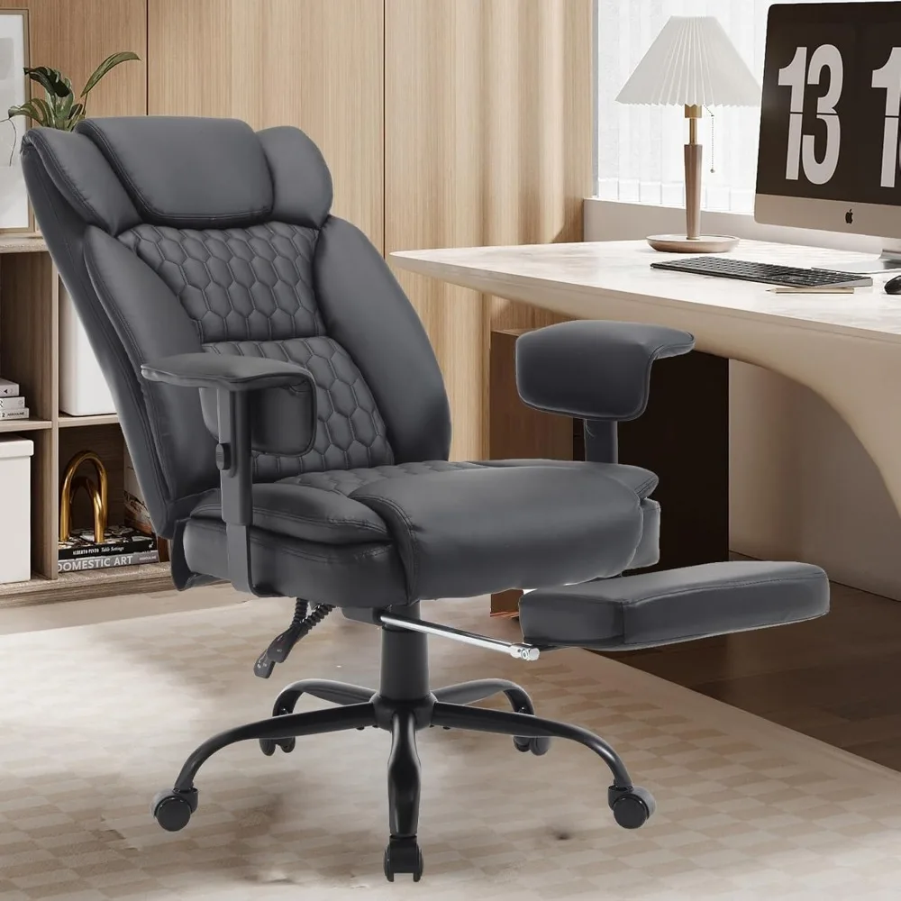 

Reclining Office Chair with Footrest, Ergonomic Leather Computer Executive Chair with Wheels, Recliner Office Desk Chairs, 400LB