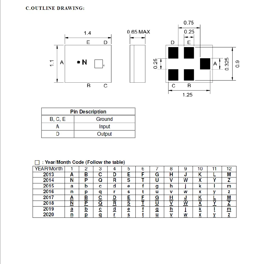 (10PCS) TA2214A code N brand new original 1585.653MHz  packaged SMD SAW filter
