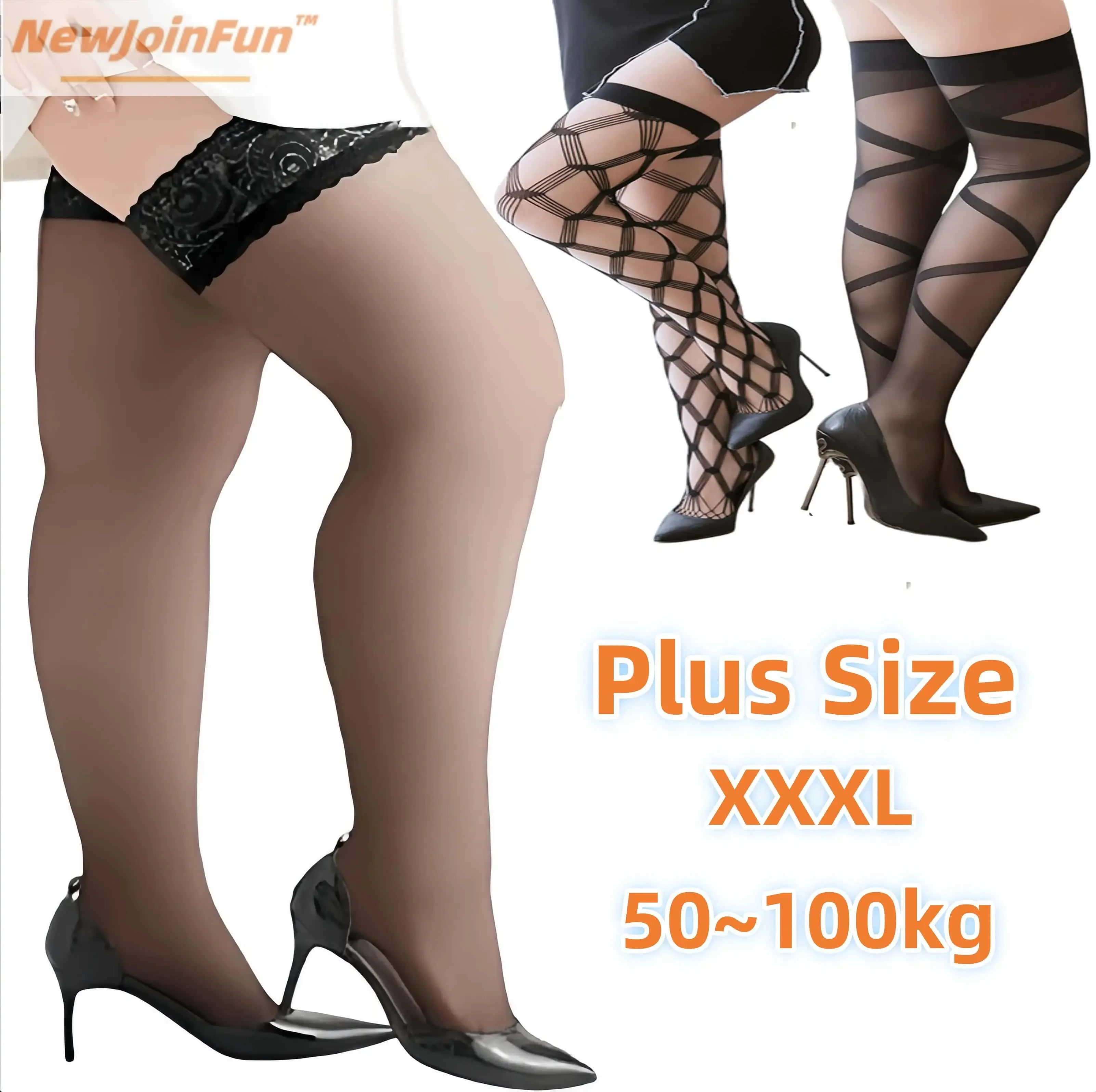 Plus Size Sexy Lace Thigh High Knee Stockings Lingerie Women Transparent High Elastic Nylon Lace Stocking Woman Fishnet