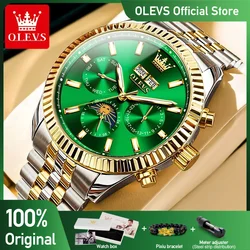 OLEVS Men's Watches Classic Three Small Dial Fashion Original Automatic Mechanical Watch for Man Calendar 24 Hour Moon Phase