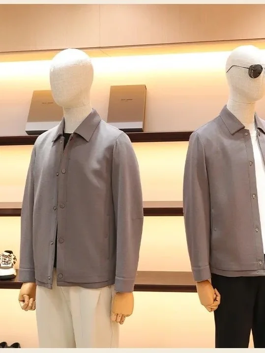 

Men's Woolen Fce Busin Sle Jaet Stand Collar Long Sve Stand Fit Jaet Polyester Blend Comfortable Winter Coat