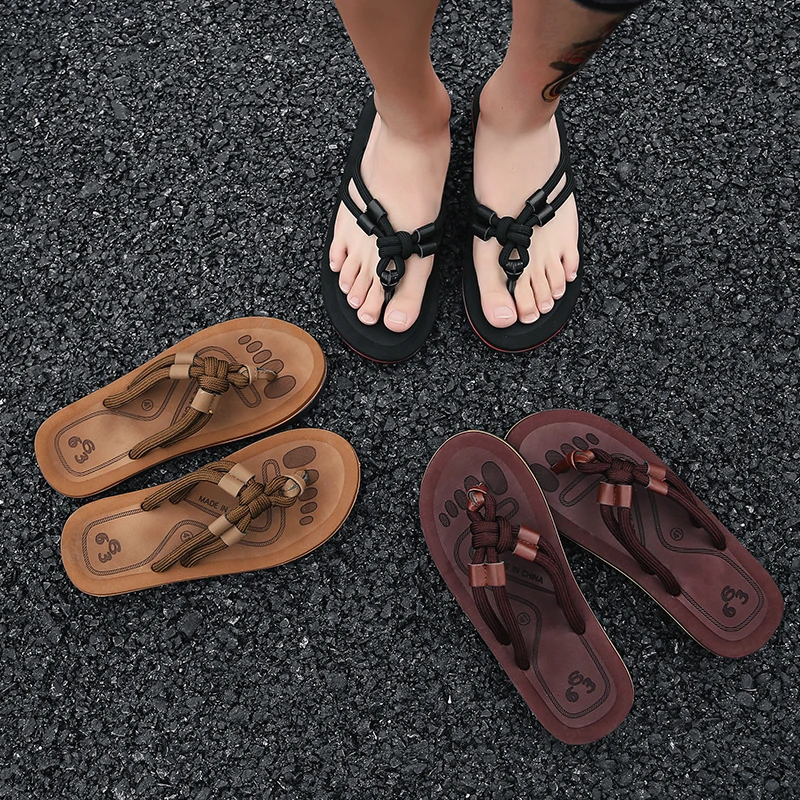 2023 Summer Men Flip Flops Platform Beach Sandals Anti-slip Roma Flat Shoes Trendy Beach Slipper For Men