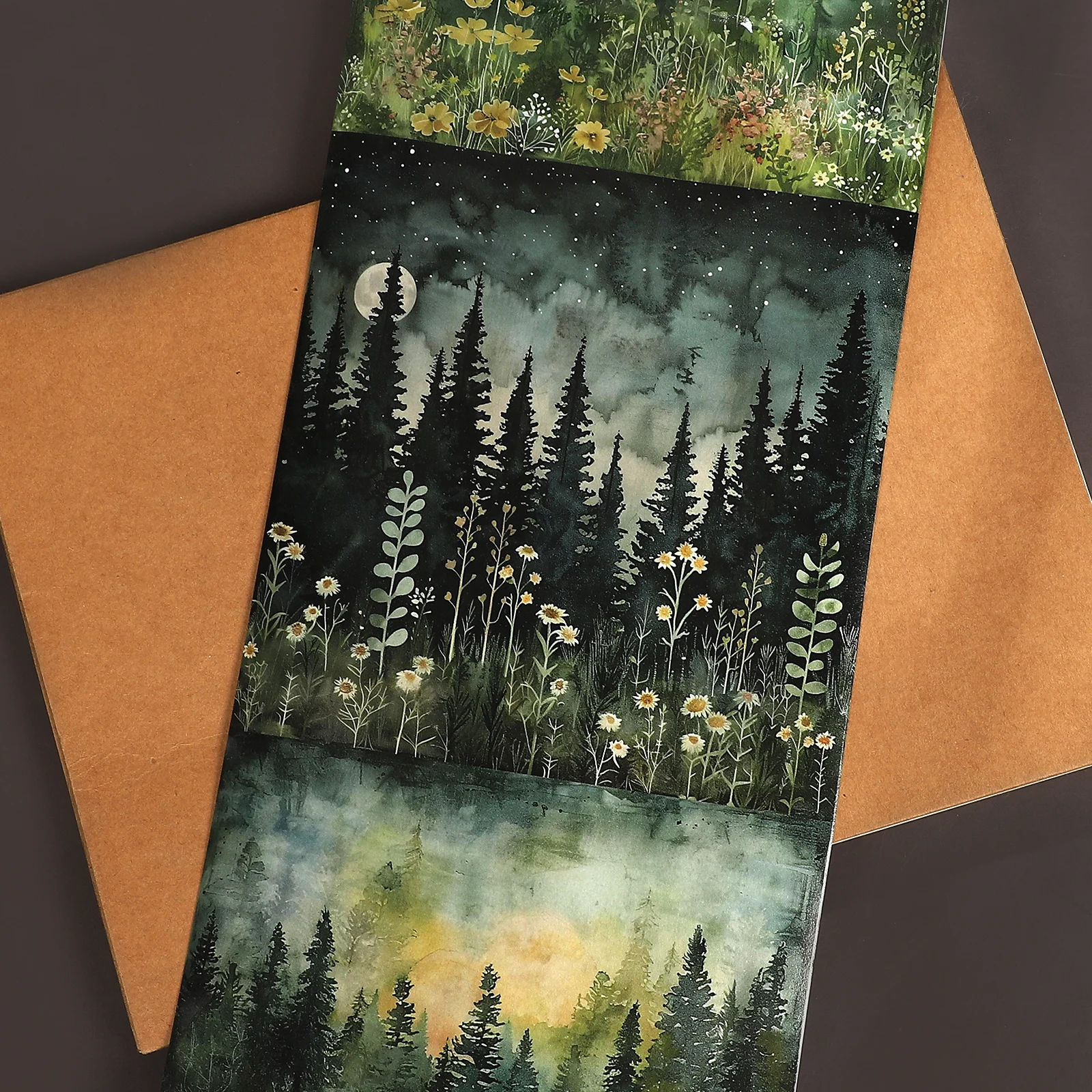 15cm*199cm Vintage Forest Plant Flower Landscape Washi Tape Creative DIY Journal Material Collage Scrapbooking Stationery