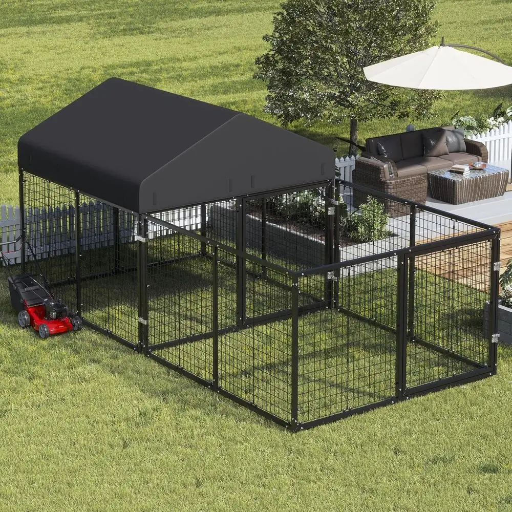 

All-Weather Rust-Resistant Medium/Small Dog Kennel with Roof and Double Locks