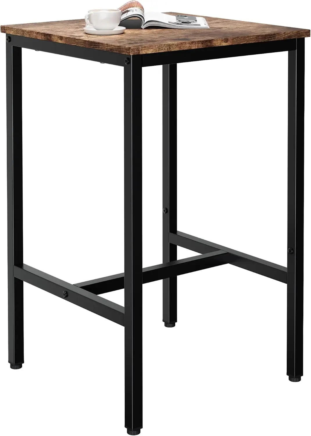 

Industrial Square Bar Table for Small Spaces, 23.6x23.6x36.9 in, Easy Assembly in Rustic Brown and Black