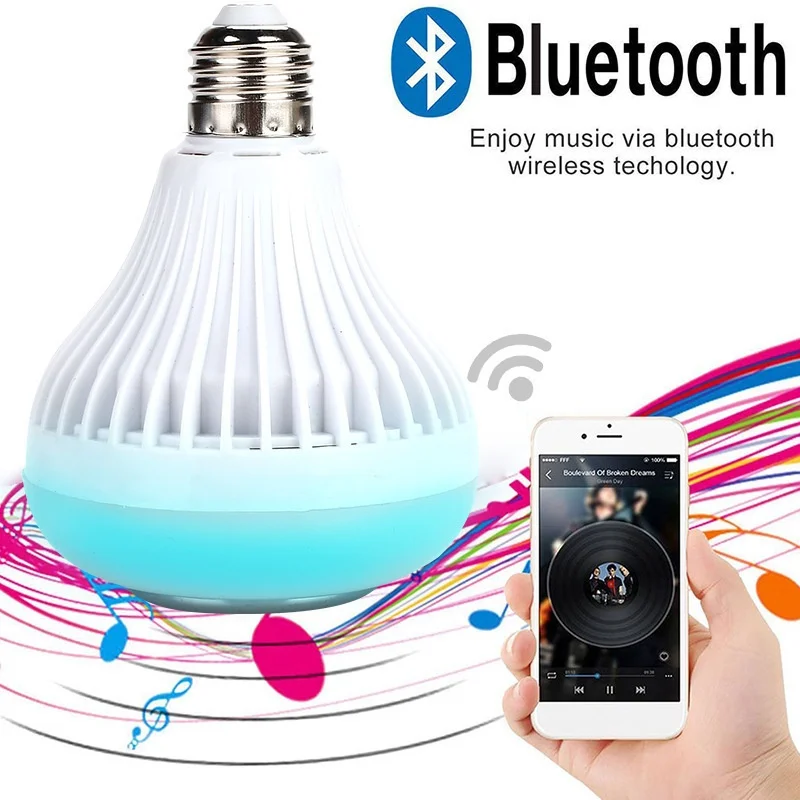 

12w RGB Speaker Bulb Bluetooth Music LED Bulb Lamp Control Bedroom Sleep Party Folk Concert Color Home Decor Party Light Color