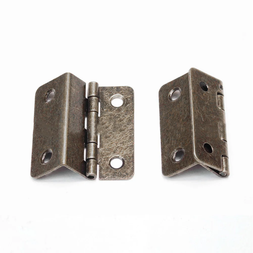 

10Pcs Three-Fold Iron Wood Box Hinges Sturdy Smooth Open Close Metal Furniture Hinges for Kitchen Cabinet Dressing Mirror