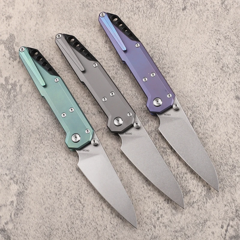 NOC MT-27 New Folding Knife M390 Blade Titanium Handle Camping Pocket Knife Outdoor Survival Knife EDC Tool Knife