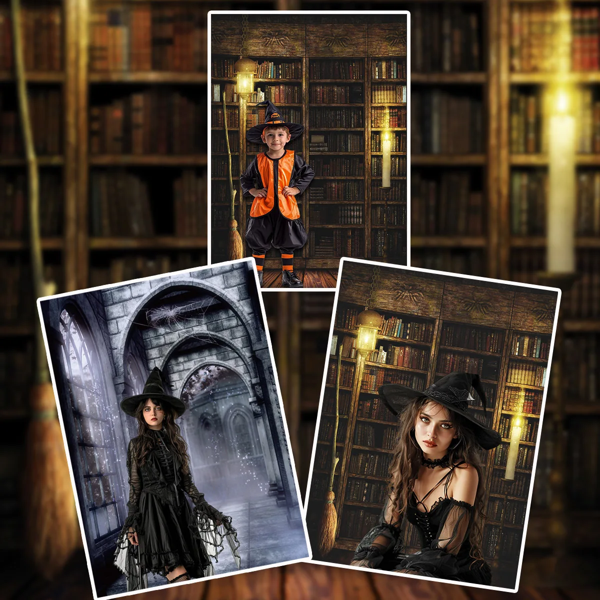 Темный готический фон, винтажный фон для подсвечника, виниловый реквизит для фотобудки на Хэллоуин для тематической портретной съемки