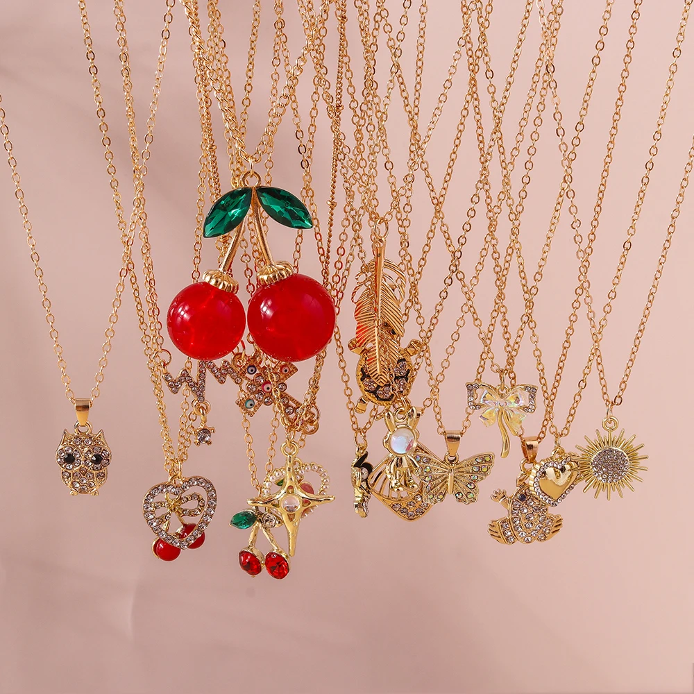 Aihua Gold Farbe Y2K Kristall Tier Herz Halskette Kpop Schlüsselbein Kette Halsketten für Frauen Mädchen Neue Trend Party Schmuck Geschenke – Detail 3