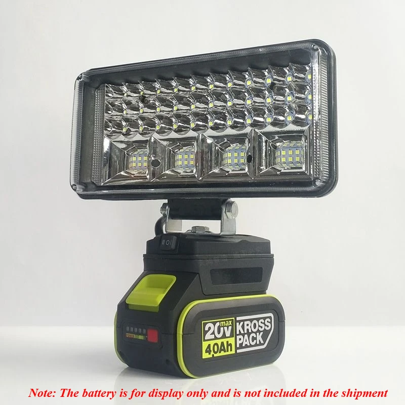 Lithium Battery Work Light Suitable for WORX Outdoor Emergency Spotlight Portable Fishing Wireless Lighting Lamp Without Battery