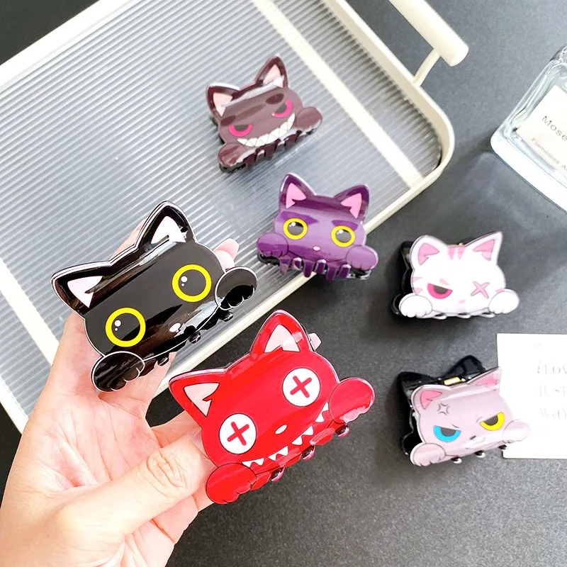 YHJ NEW Naughty Cat Hair Claw Ctue Cartoon Kitten Medium Size Crabs Hair Claw Clip Hair Accessories for Women Girls