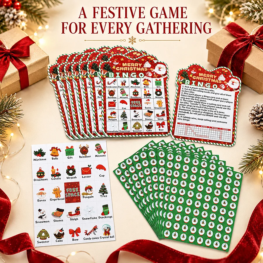 33pcs Christmas Bingo Game Set - Party Games Bingo ulasan dan harga