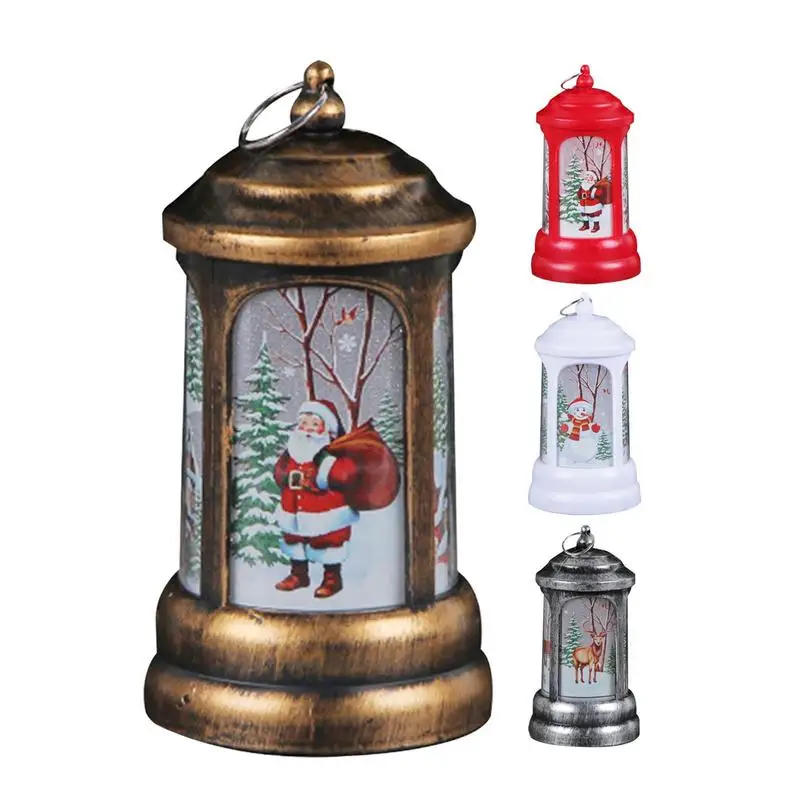 

Christmas Round Wind Lantern Vintage Snowman Elk Santa LED Night Lamp Merry Christmas Navidad Noel Lantern Gifts Home Decoration