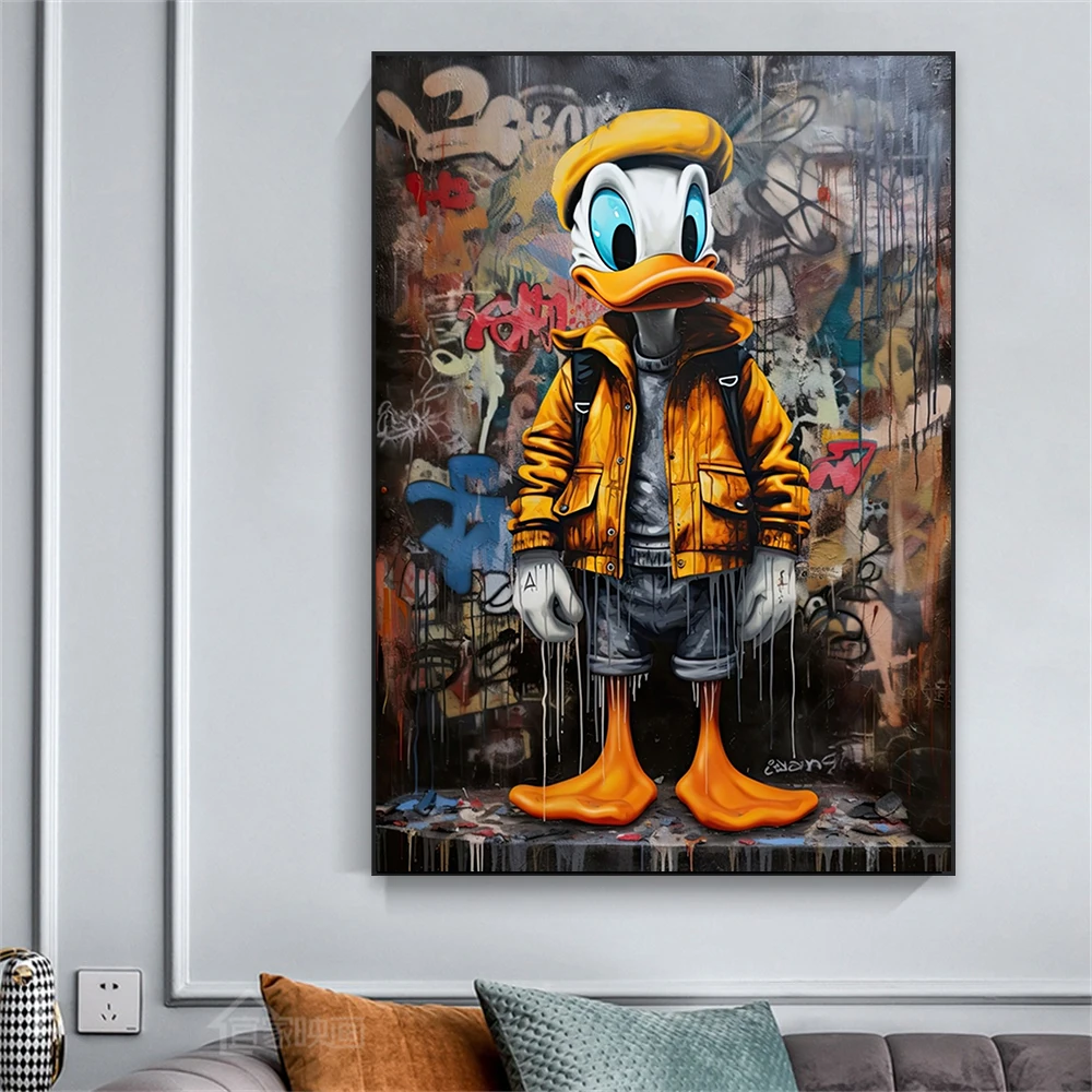 Donald Duck Disney Cartoon Art Poster Fashion Pop Street Art Graffiti Prints Success Motivational Canvas Painting Office Decor