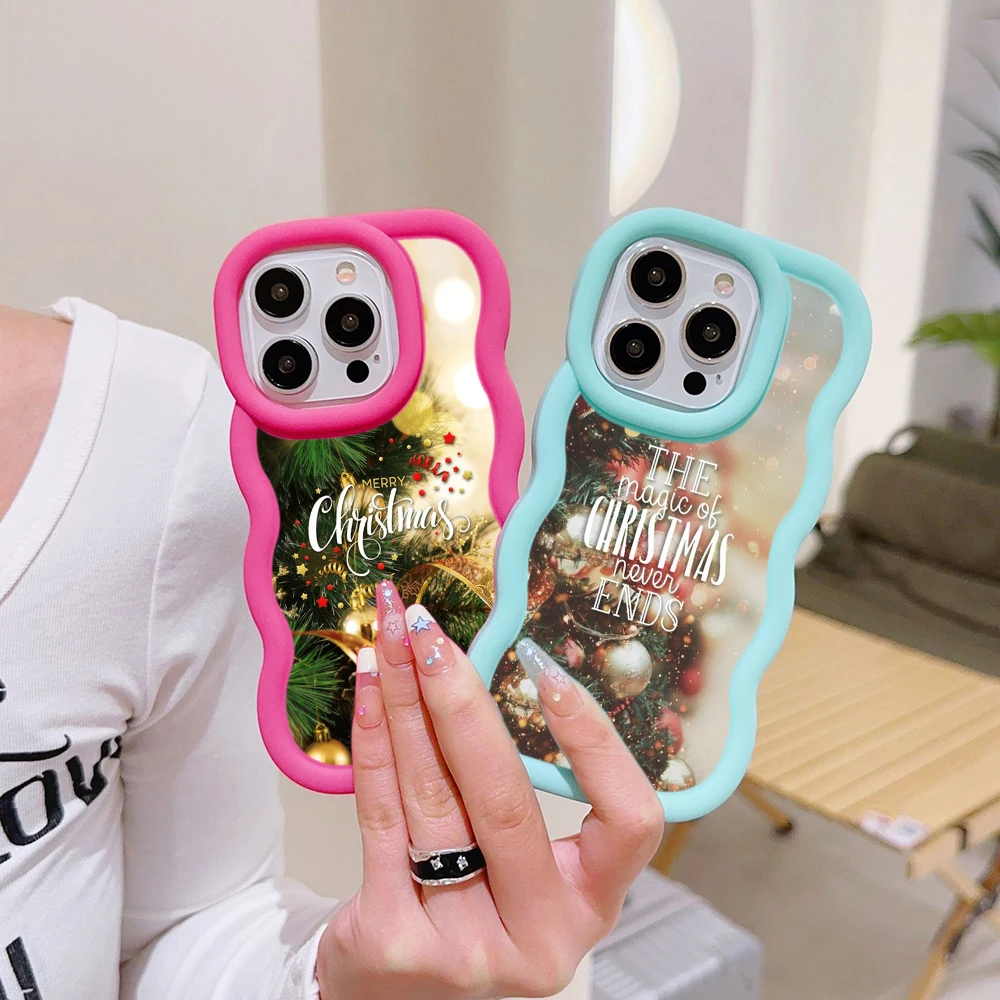 Samsung A16 5G A23 A13 A53 A04S M23 F23 5G Soft Phone Case Macaron Big wave Cover SS200 Merry Christmas Happy New Year