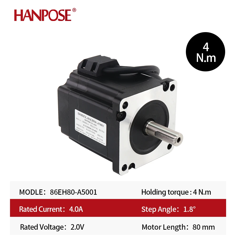 Hanpose Nema34 Closed-loop Step Motor 4.0N.M 4.0A 86 Hybrid 86EH80 + CL86 Drive Torque Motor Cnc Kit Closed Loop Stepper Motor